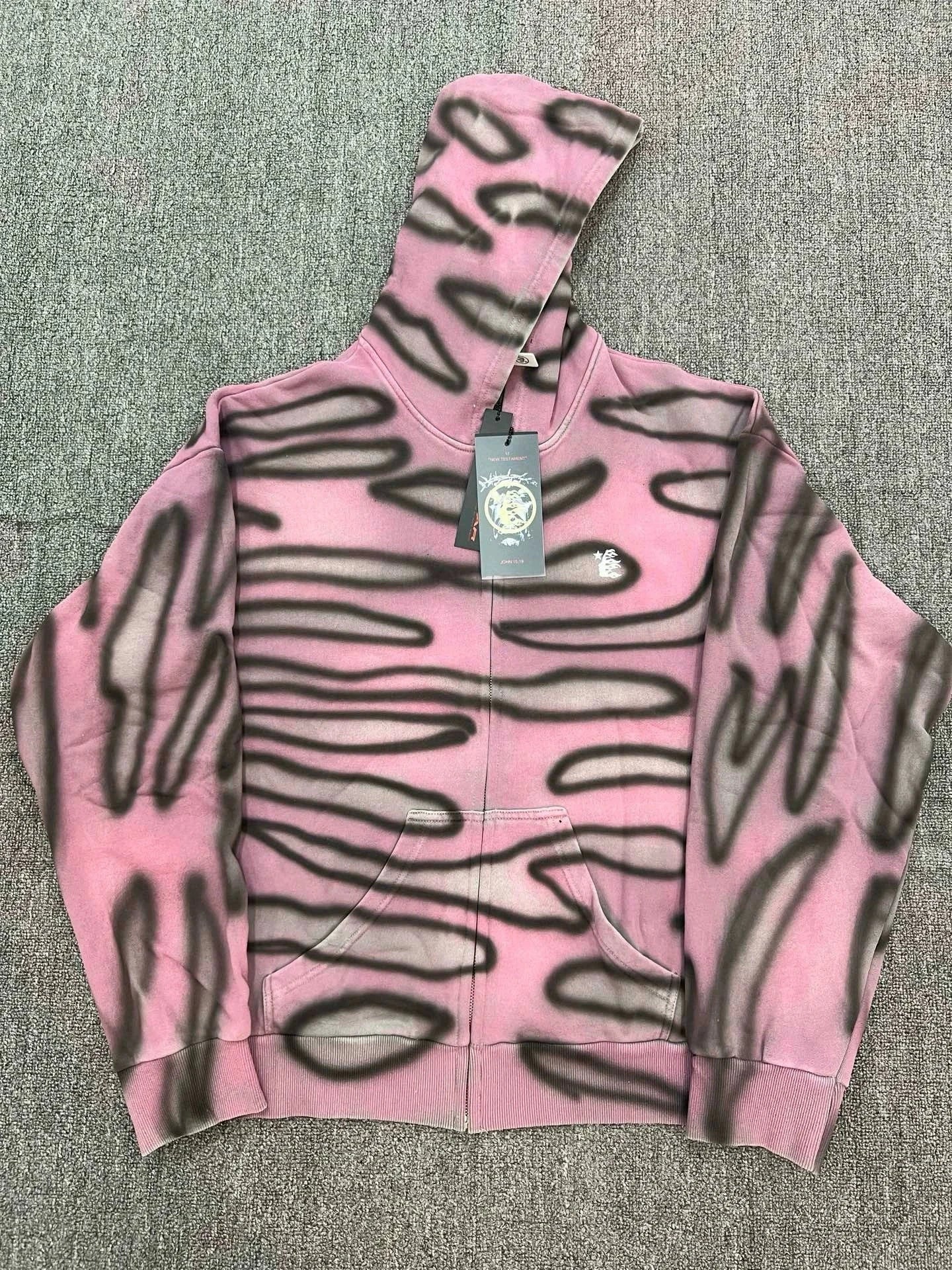 Hellstar American Tie Dye Classic Full-Zip Hoodie pink