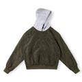 Saint Vanity Contrast Hooded Zip Jacket - Olive Green/Grey
