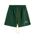 RHUDE Signature Script Logo Athletic Shorts - Forest Green / White
