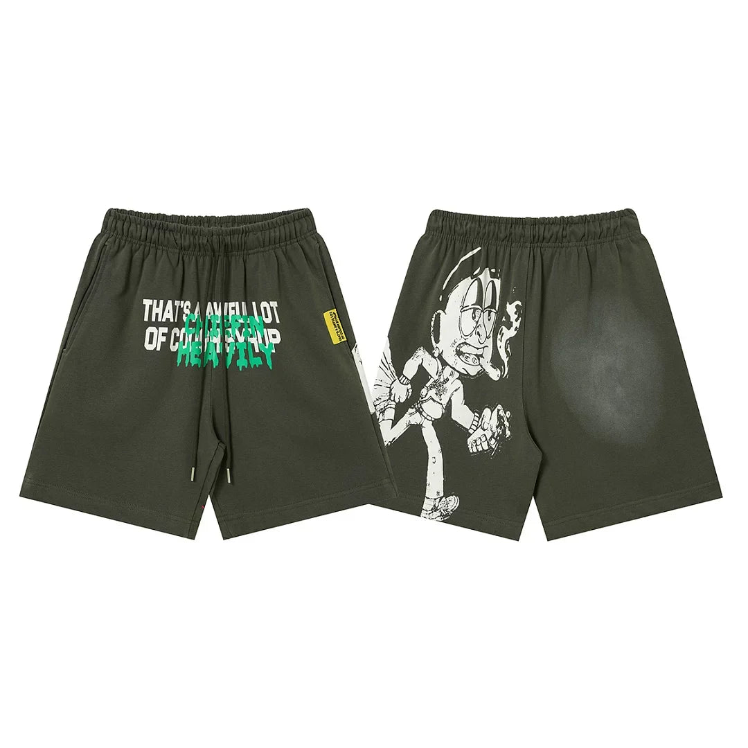 That's A Awful Lot Of Cough Syrup Cartoon Mascot Sweatshorts - Dark Green