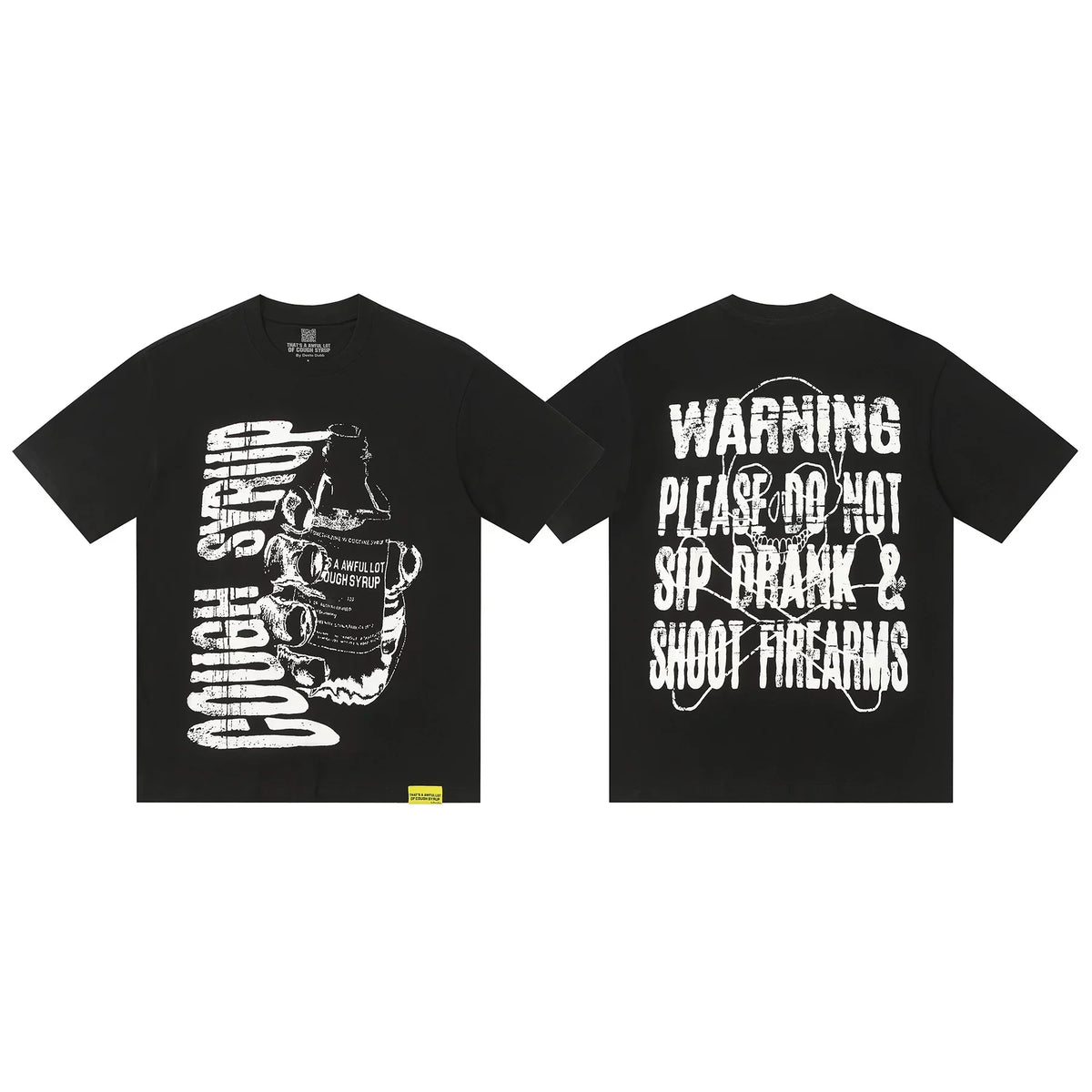 That's A Awful Lot Of Cough Syrup Warning Graphic T-Shirt - Black