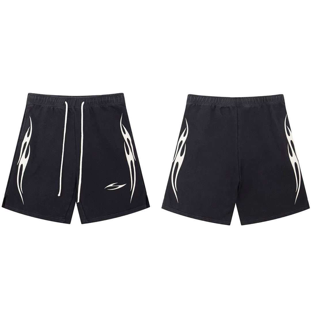 Hellstar Side Flame Graphic Black Shorts