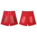 Hellstar Tribal Flame Gradient Shorts red