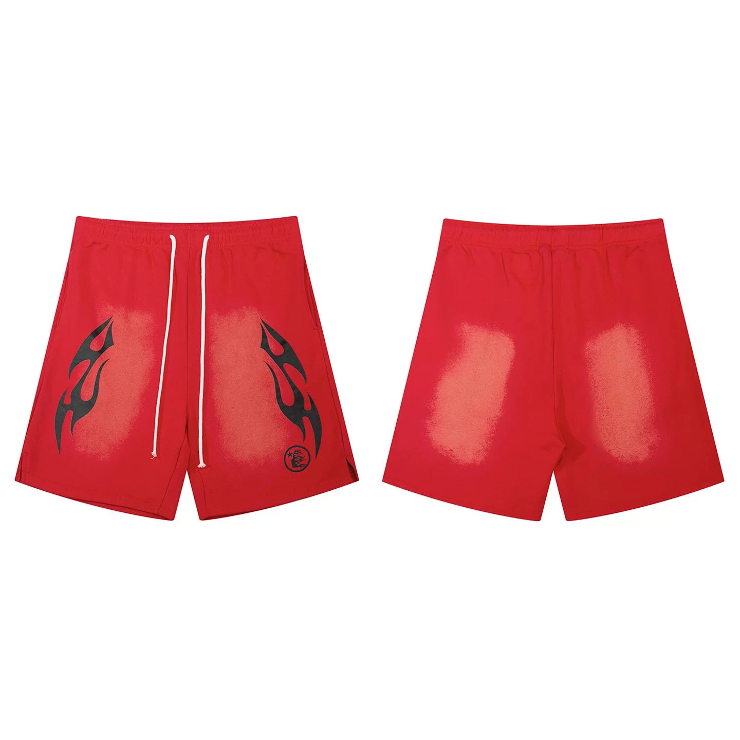 Hellstar Tribal Flame Gradient Shorts red