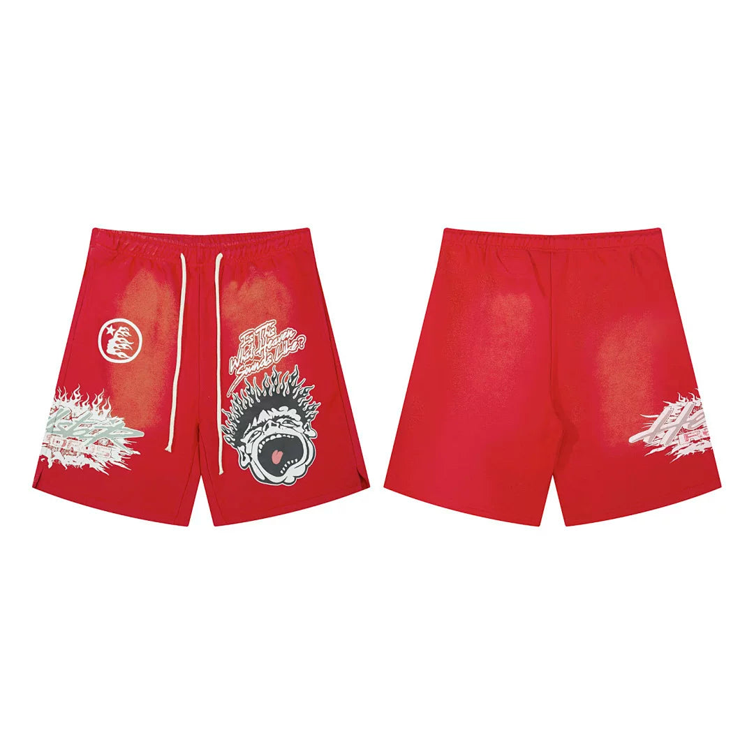 Hellstar Multi-Graphic Heavyweight Shorts red