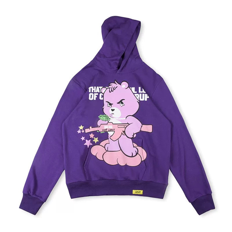 That's A Awful Lot Of Cough Syrup Teddy Bear Graphic Hoodie - Purple