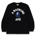 BAPE Style Collegiate Arc Logo & Camo Ape Head Long-Sleeve Tee - White/Red