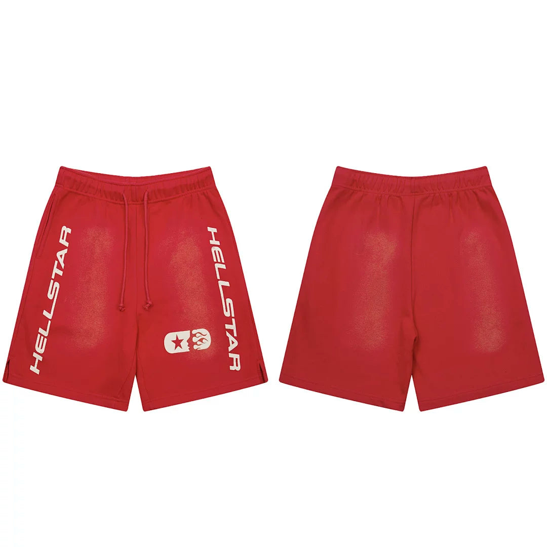 Hellstar Vertical Logo & Star Red Shorts