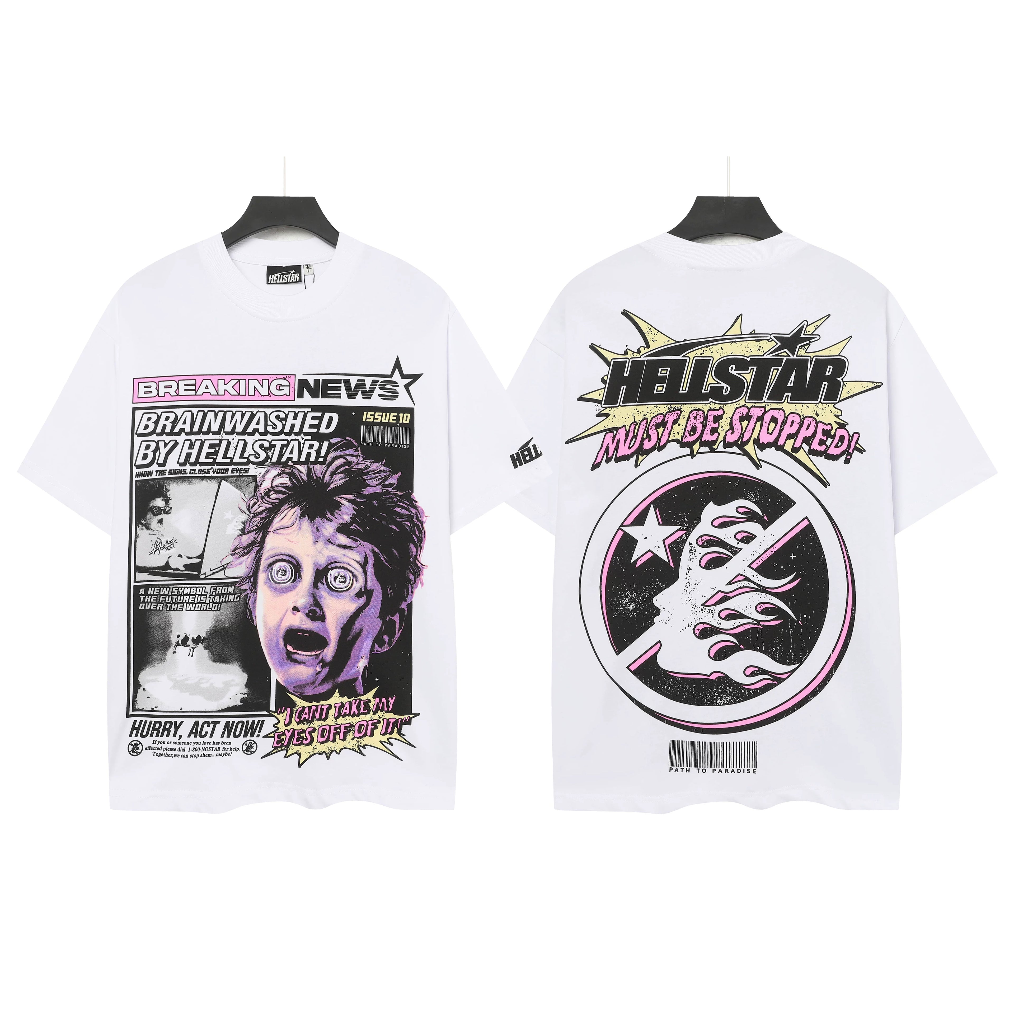 Hellstar "Must Be Stopped" Newsprint Graphic Tee - White