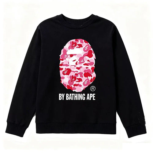 BAPE Style "BY BATHING APE" Camo Ape Head Long-Sleeve Tee - Black/Pink