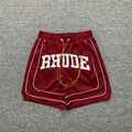 RHUDE Piping Arch Logo Drawstring Athletic Shorts - Maroon / Burgundy