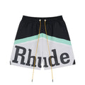 RHUDE Colorblock Script Logo Drawstring Athletic Shorts - Black / White