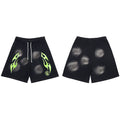 Hellstar Tribal Flame & Smudge Black Shorts green