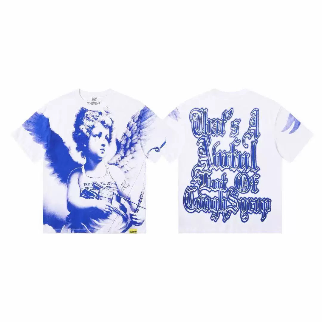 That's A Awful Lot Of Cough Syrup Angel Heart Graphic T-Shirt - Royal Blue