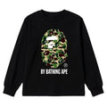 BAPE Style "BY BATHING APE" Camo Ape Head Long-Sleeve Tee - Black/Green