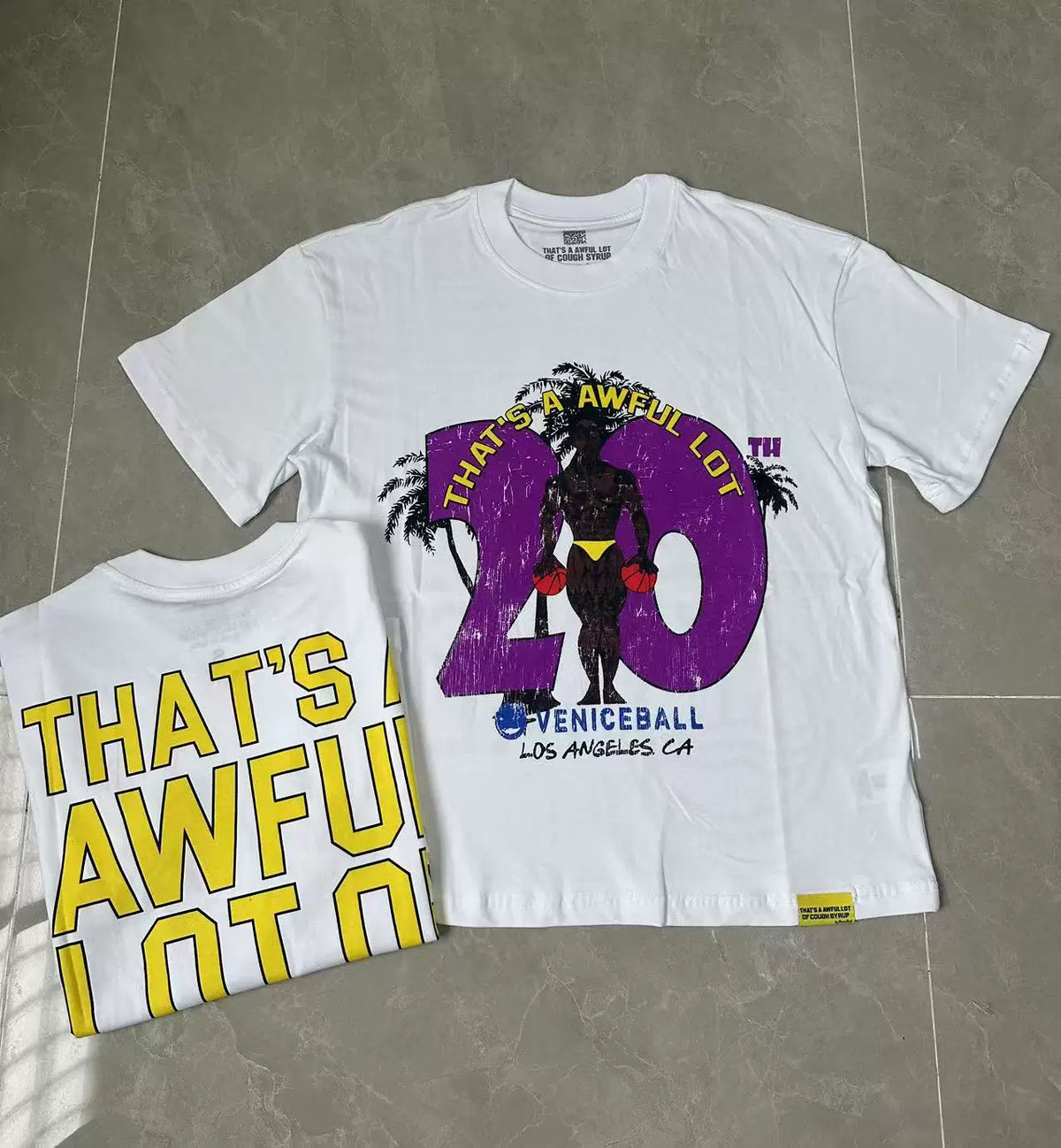 That's A Awful Lot Of Cough Syrup Venice Ball Graphic T-Shirt - White