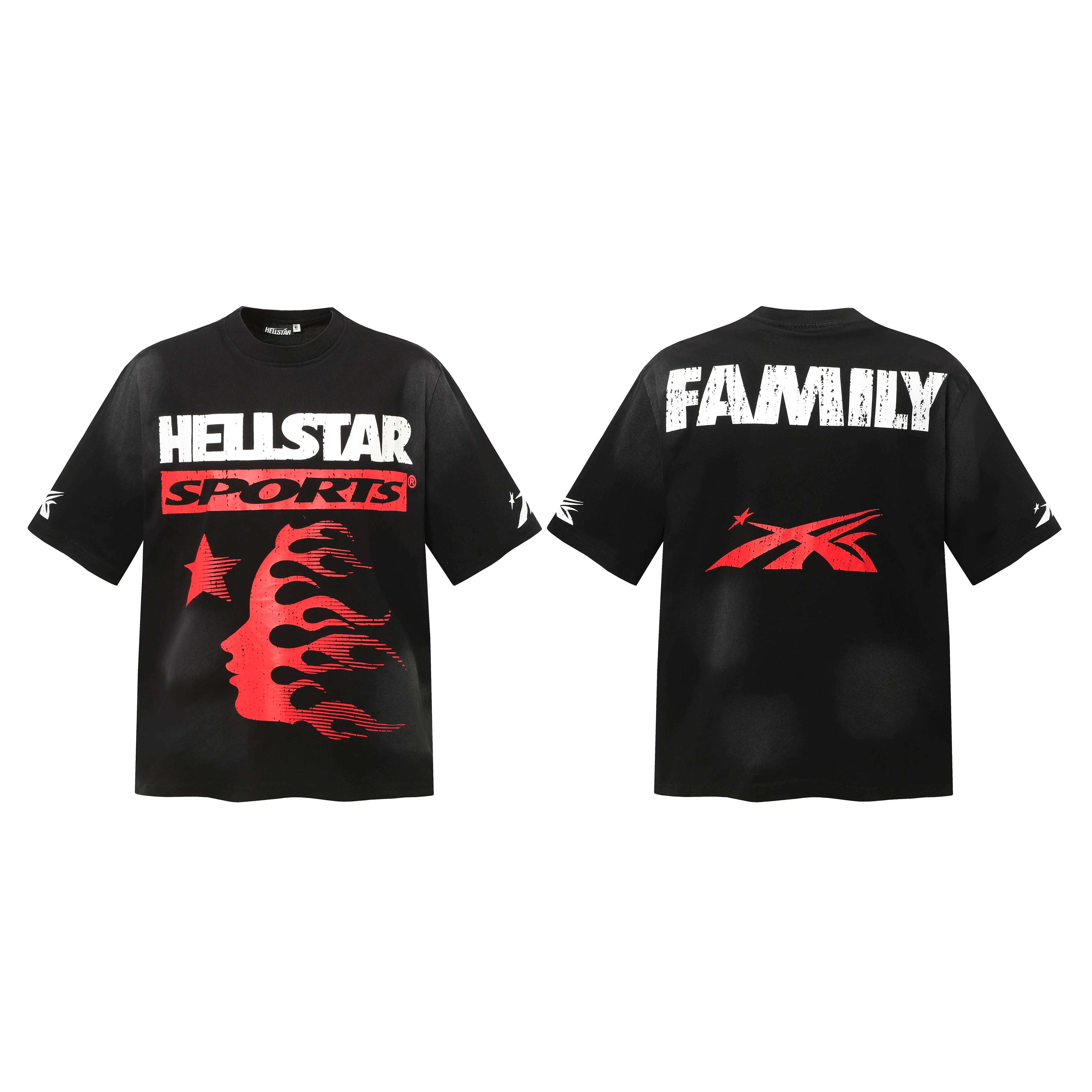 Hellstar Sports "Family" Flame Profile Graphic Tee - Black