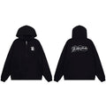 Hellstar Script Logo & Small Graphic Zip-Up Black Hoodie