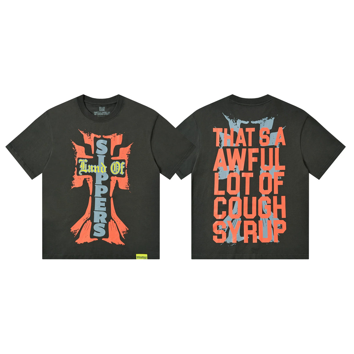 That's A Awful Lot Of Cough Syrup Sippers Cross Graphic T-Shirt - Charcoal