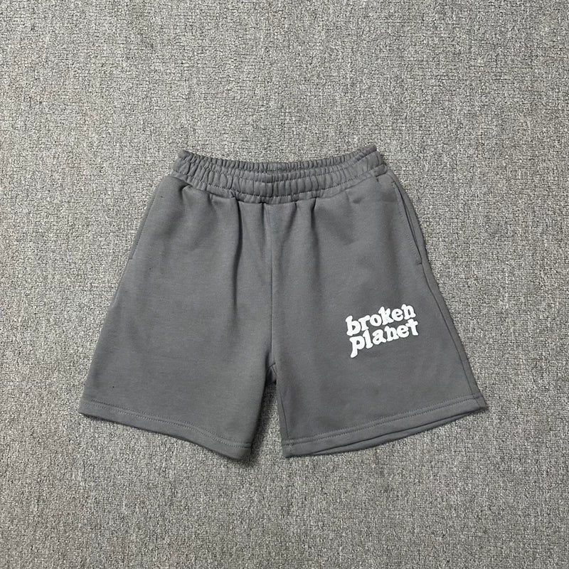 Broken Planet Market Logo Fleece Shorts - Beige Grey