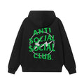 Anti Social Social Club Green Lightning Circle Logo Hoodie - Black