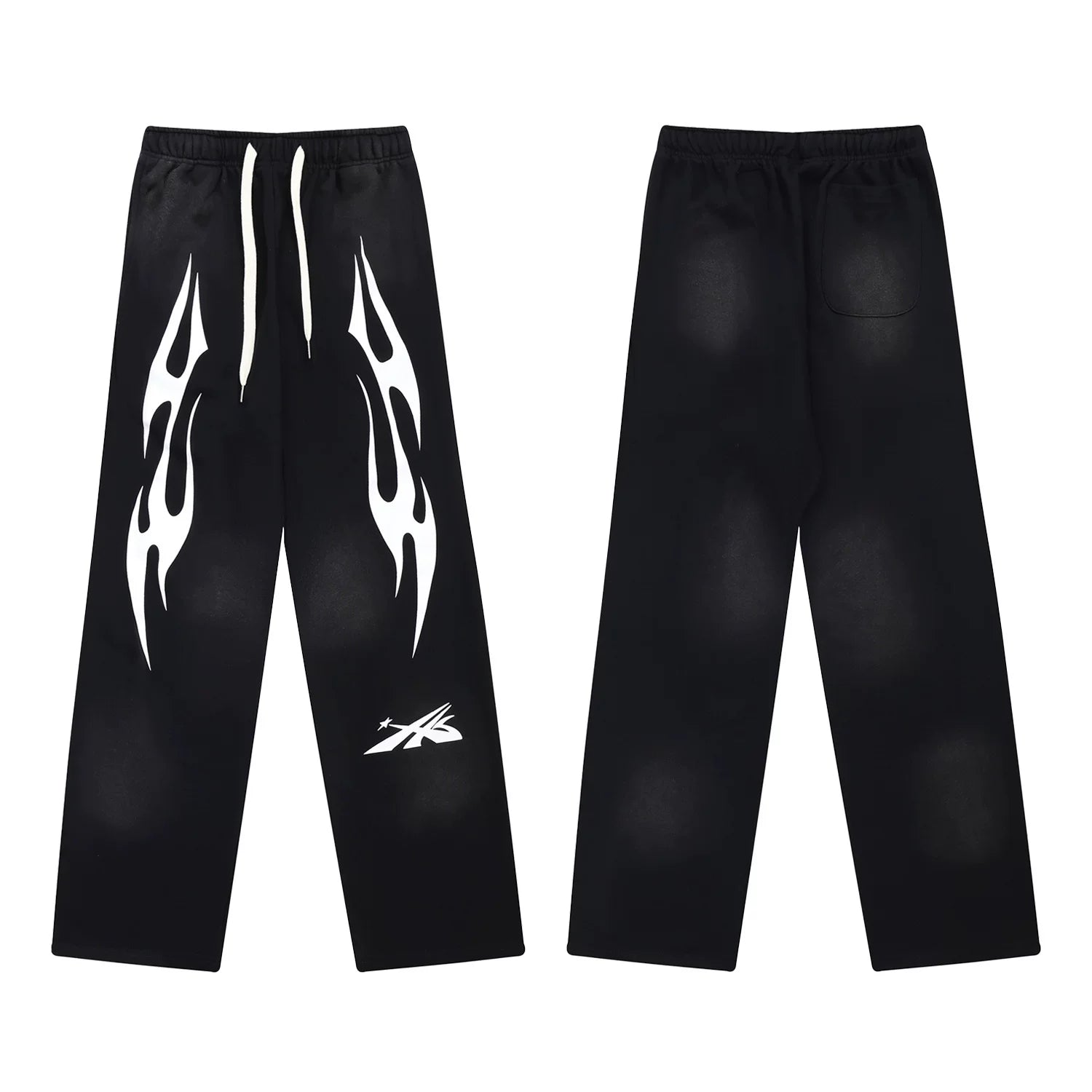 Hellstar Flame Graphic Drawstring Sweatpants black
