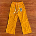 SAINT VANITY Embroidered Rivet Sports Style Casual Windbreaker Pants - Yellow