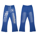 Hellstar Graphic Print Drawstring Sweatpants blue