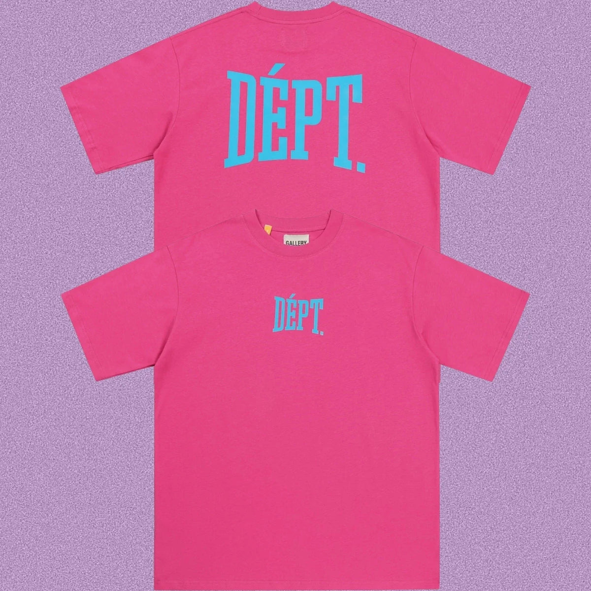 Gallery Dept. Arch Logo Short Sleeve T-Shirt - Pink/Cyan