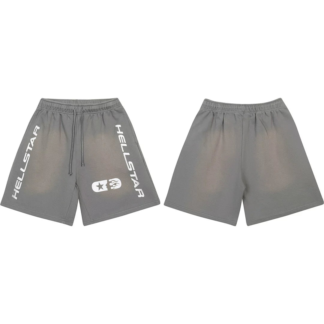 Hellstar Paint Splatter & Logo Shorts grey