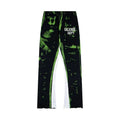 Gallery Dept. "GALERIE DEPT." Lime Green Tie-Dye Wash Contrast Panel Sweatpants - Black