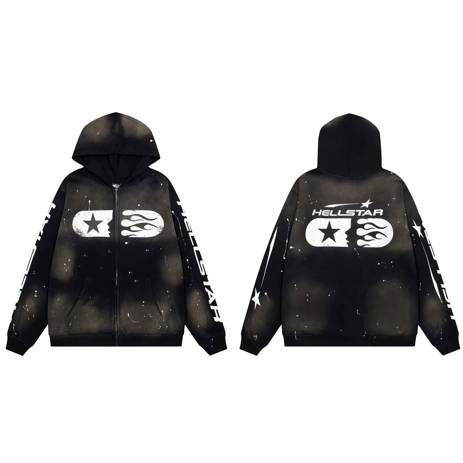 Hellstar Capsule Logo Zip-Up Black Hoodie