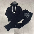 Syna World Graphic Fleece Hoodie Tracksuit Set (Black)