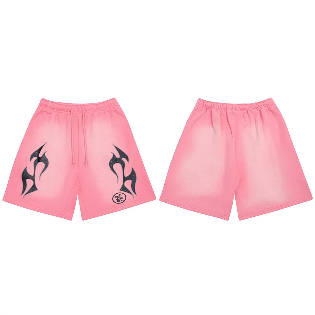Hellstar Tribal Flame Graphic Shorts pink