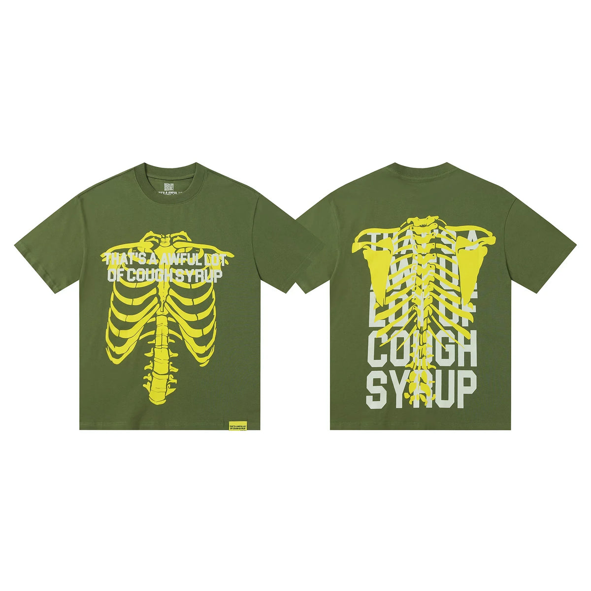 That's A Awful Lot Of Cough Syrup Rib Cage Graphic T-Shirt - Military Green