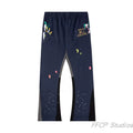 Gallery Dept. "DEPT. de la GALERIE" Paint Splatter Contrast Panel Sweatpants - Navy Blue