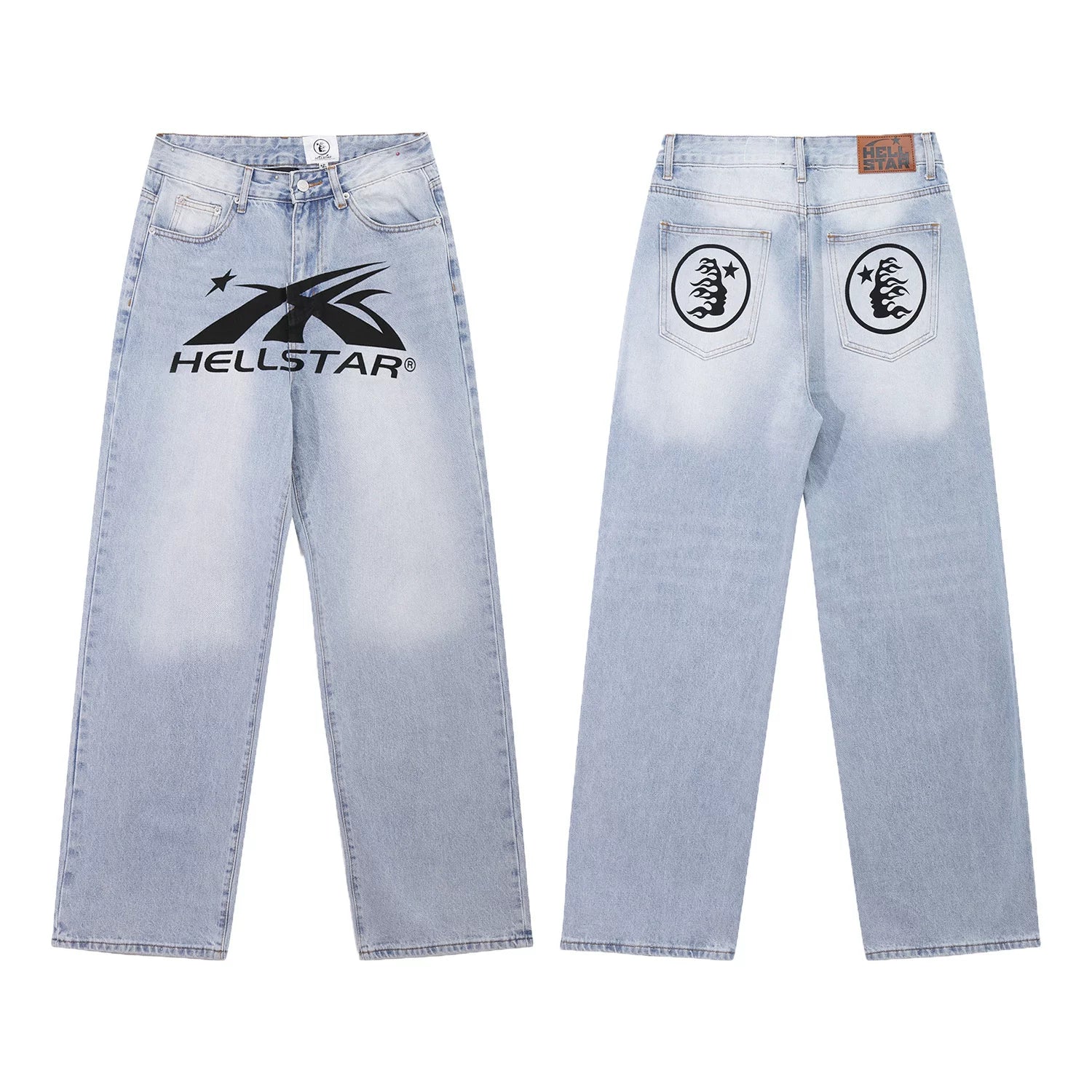 Hellstar Light Wash Graphic Logo Denim Jeans
