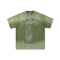 SAINT VANITY Winged Creature Graphic Short-Sleeve T-Shirt - Olive Green / Acid Wash
