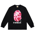BAPE Style "BY BATHING APE" Camo Ape Head Long-Sleeve Tee - Black/Pink