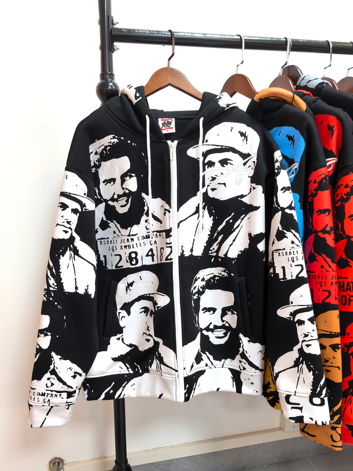 That's A Awful Lot Of Cough Syrup Portrait All-Over Print Full-Zip Hoodie - Black / White