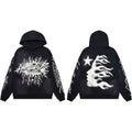 Hellstar Records Flaming Burst & Face Graphic Hoodie black