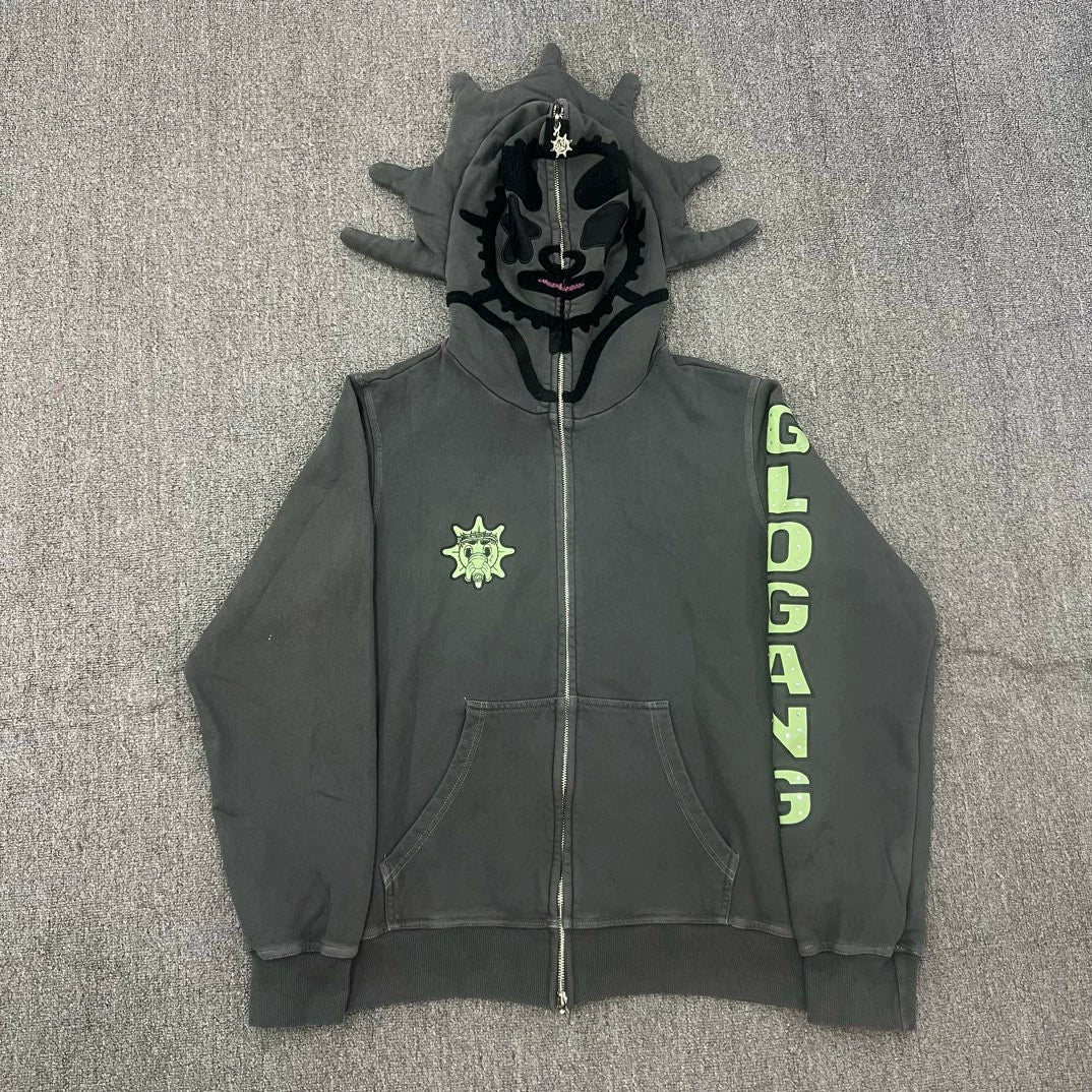 Glo Gang Spiked Full-Zip Mask Hoodie