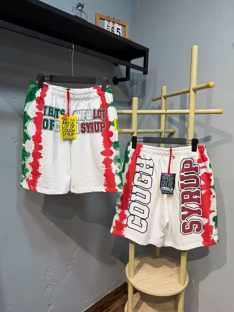 That's A Awful Lot Of Cough Syrup Side Stripe Sweatshorts - White / Red / Green