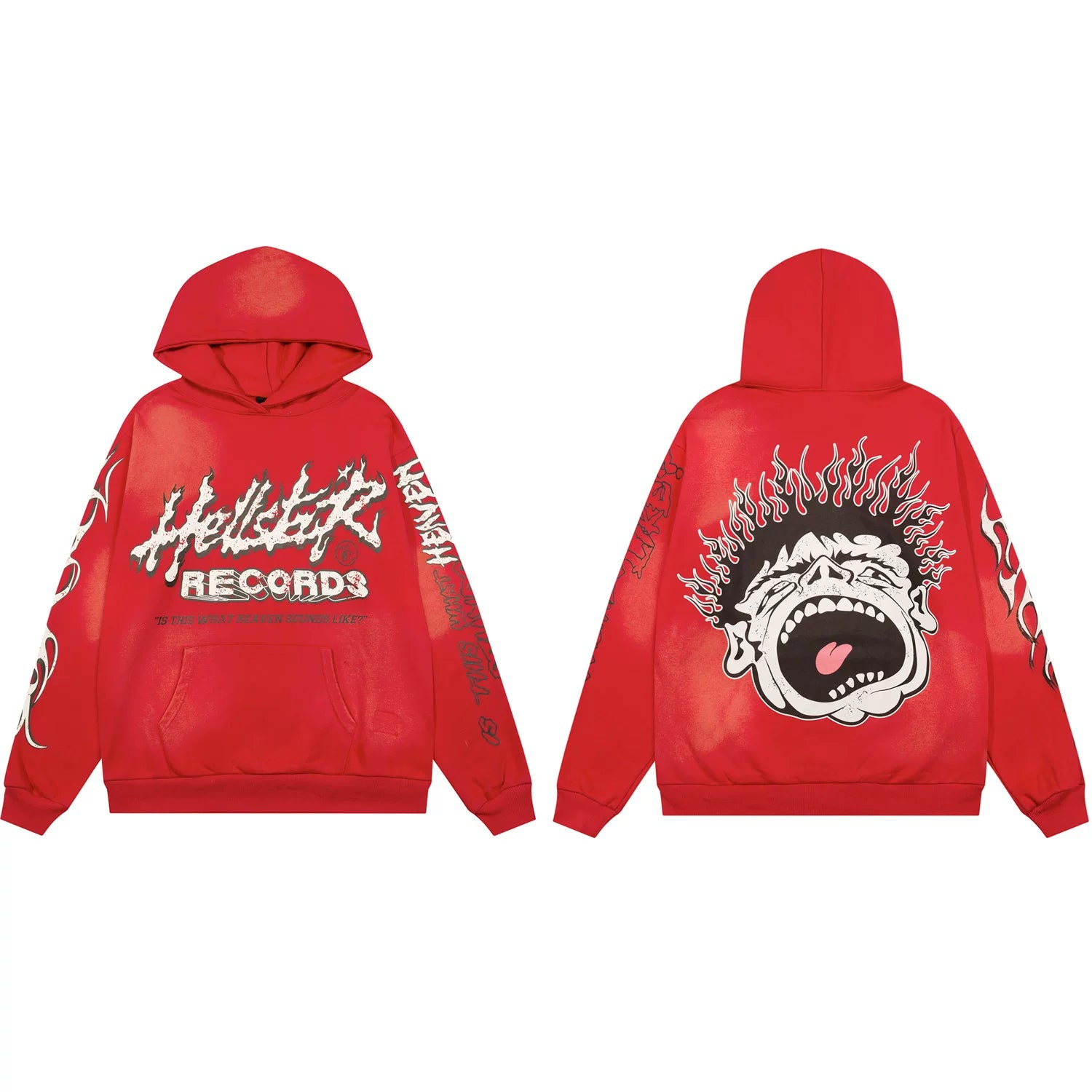 Hellstar Records Screaming Face Graphic Hoodie red