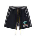 RHUDE Tropical Graphic Colorblock Athletic Shorts - Black / Charcoal