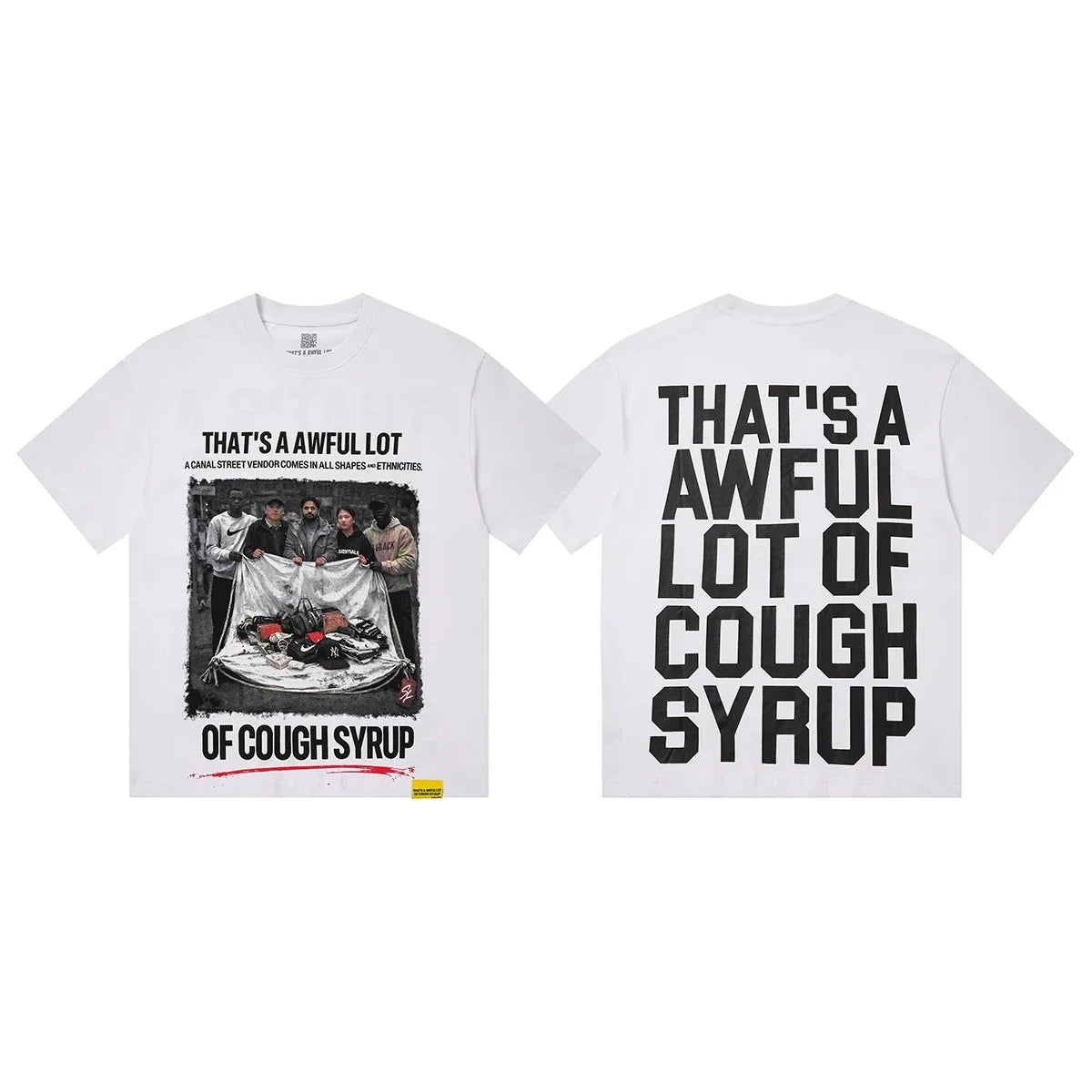 That's A Awful Lot Of Cough Syrup Table Collage T-Shirt - White