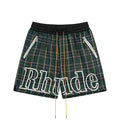 RHUDE Plaid Script Logo Athletic Shorts - Green Multi