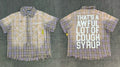 That's A Awful Lot Of Cough Syrup Distressed Plaid Button-Down Shirt - Grey Purple Plaid