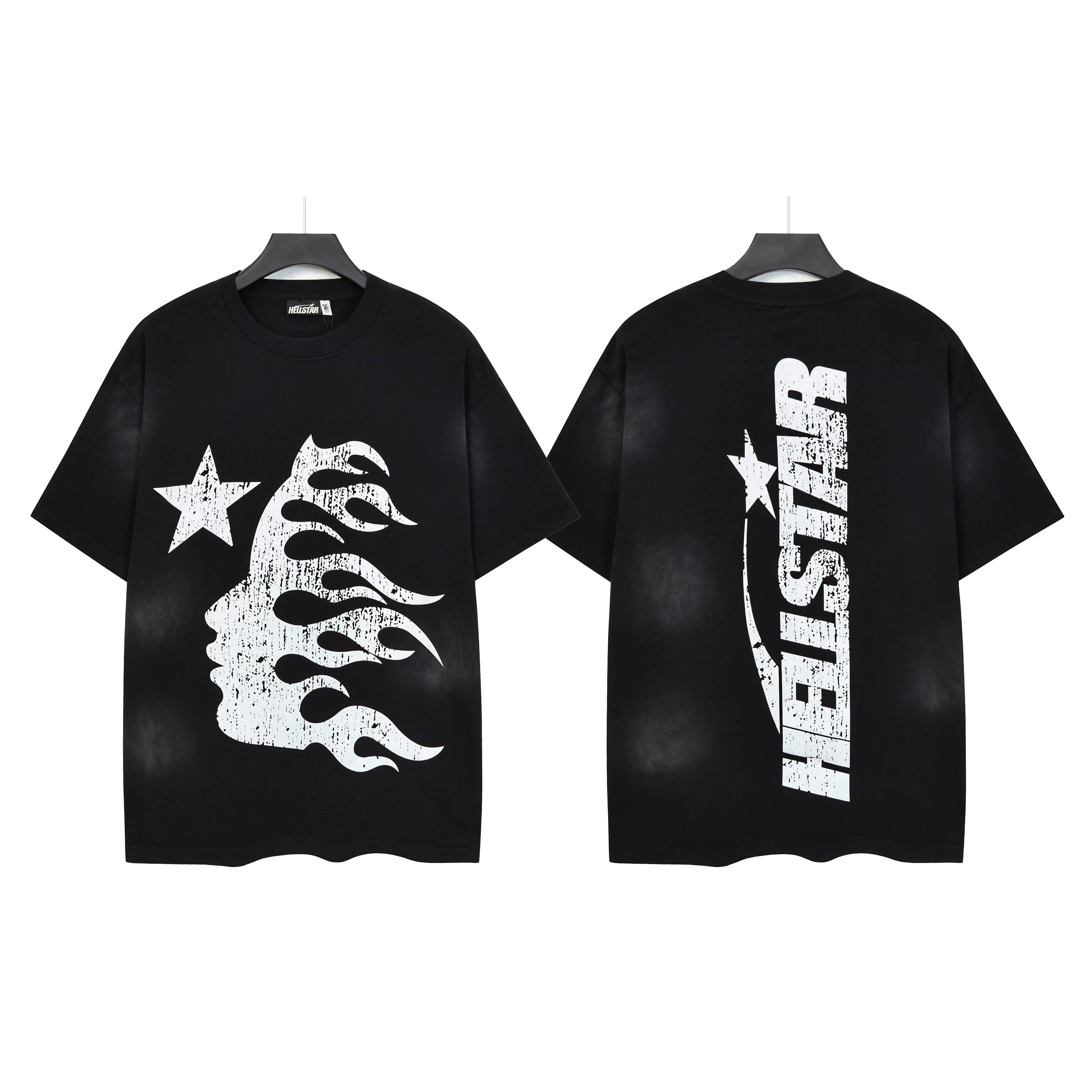 Hellstar Flame Face & Vertical Logo Graphic Tee - Black
