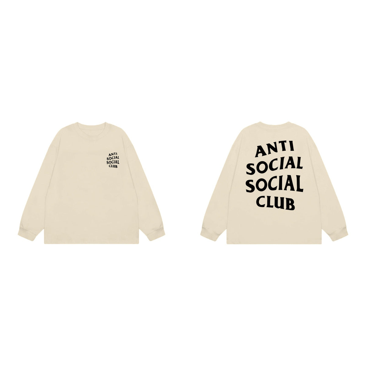 Anti Social Social Club Classic Long Sleeve T-Shirt - Cream/Black